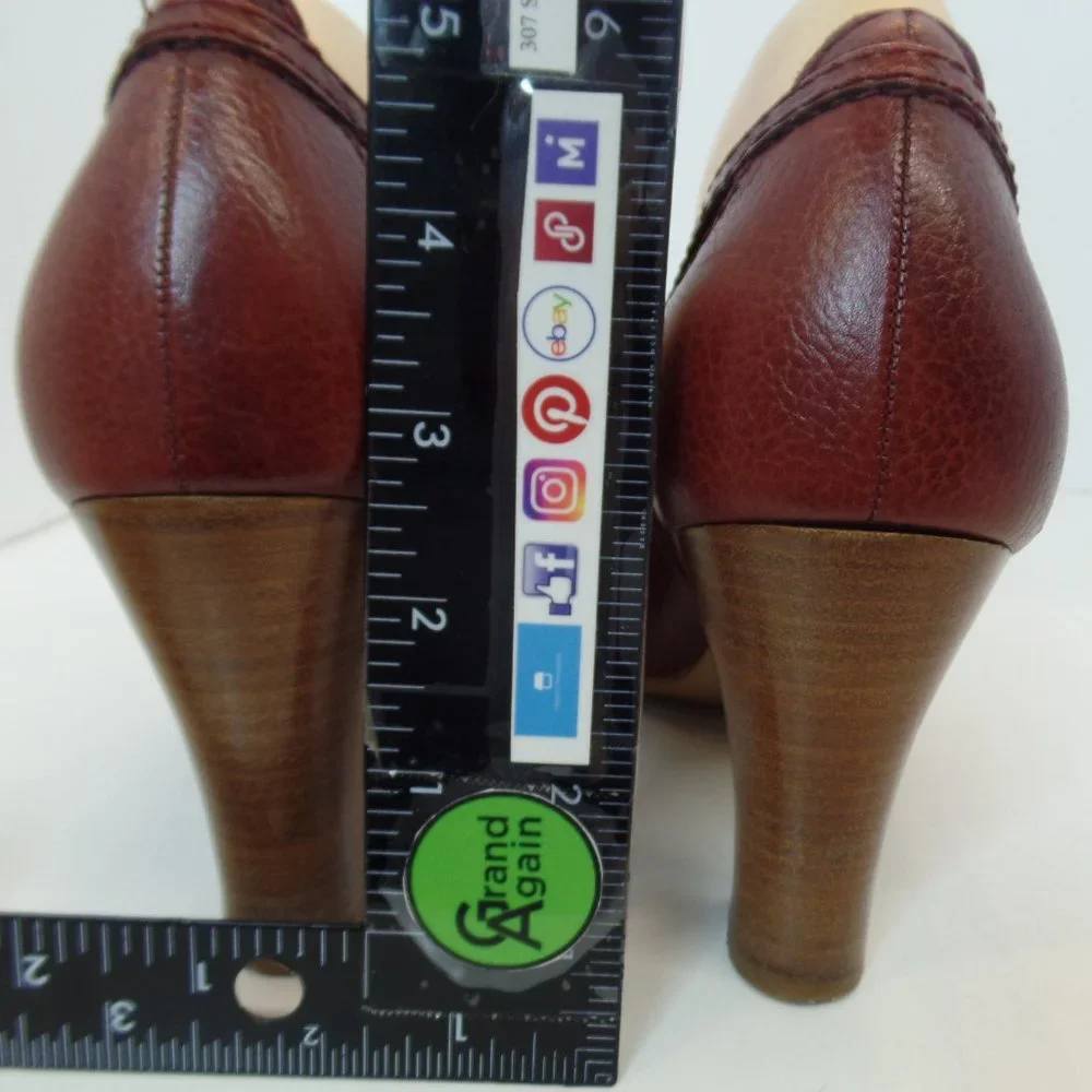 Franco Sarto Burgundy Leather Heels With Attractive Goldtone Buckles Sz 8.5 - Picture 6 of 15